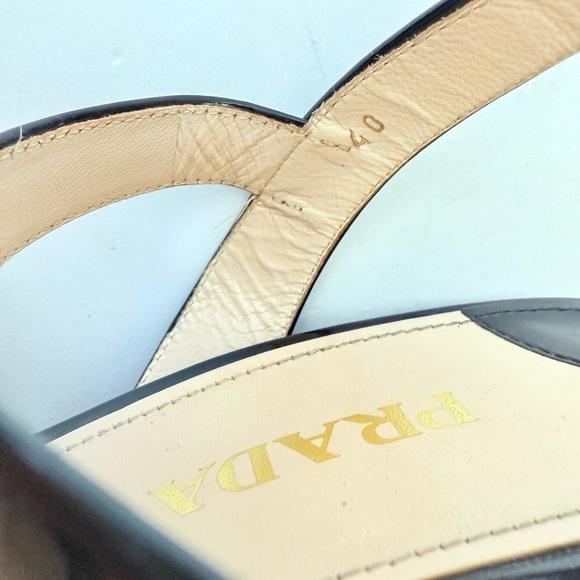 Prada Black Patent leather Wedge peep toe Criss cross sandals EU 40 - Picture 7 of 8